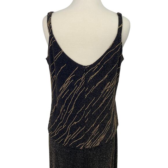 Vintage Alex Evenings Gown & Jacket Set Black Gold Metallic Design Layered 16 - Picture 10 of 16